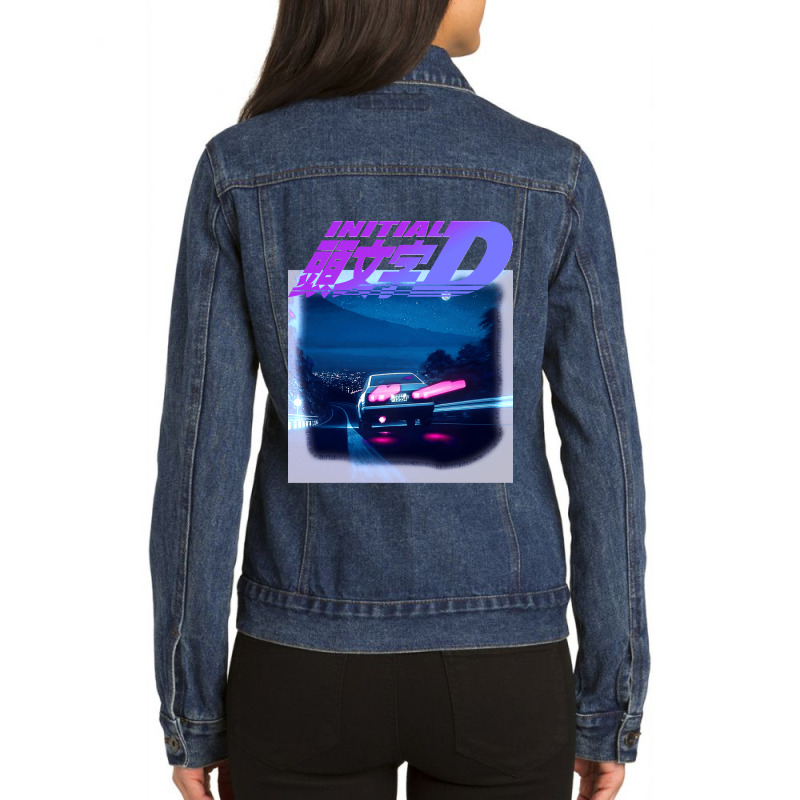 Initial D Neon Ae86 Classic Ladies Denim Jacket by cm-arts | Artistshot