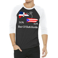 Half Puerto Rican Half Dominican Flag Map Combined Pr Rd T Shirt 3/4 Sleeve Shirt | Artistshot