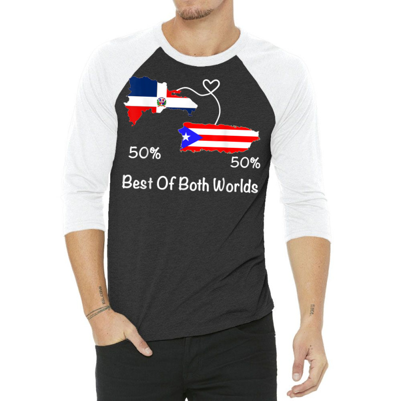 Half Puerto Rican Half Dominican Flag Map Combined Pr Rd T Shirt 3/4 Sleeve Shirt by cm-arts | Artistshot