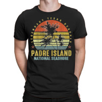 Padre Island National Seashore Retro Palm Sunset   Beach T-shirt | Artistshot