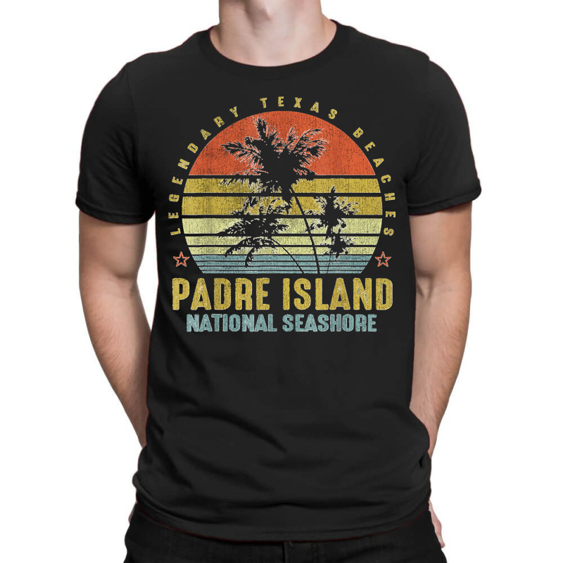 Padre Island National Seashore Retro Palm Sunset   Beach T-Shirt by AnaMercedesContreras | Artistshot