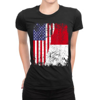 Indonesian Roots  Half American Flag  Usa Indonesia Flag T Shirt Ladies Fitted T-shirt | Artistshot