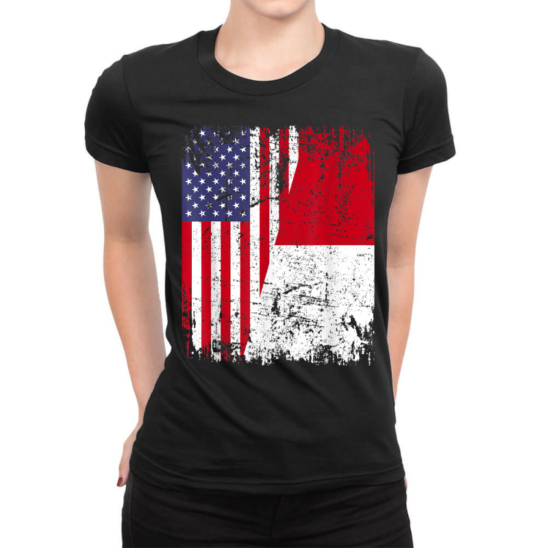 Indonesian Roots  Half American Flag  Usa Indonesia Flag T Shirt Ladies Fitted T-shirt | Artistshot