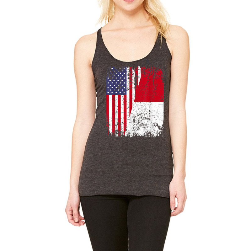 Indonesian Roots  Half American Flag  Usa Indonesia Flag T Shirt Racerback Tank | Artistshot