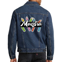 Maestra Spanish Teacher Bilingual Men Denim Jacket | Artistshot