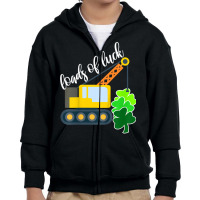 Kids Boys Saint Patricks Day Truck Gift Loads Of Luck Shamrock Youth Zipper Hoodie | Artistshot