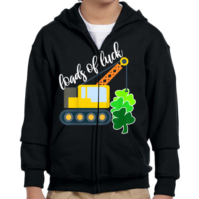 Kids Boys Saint Patricks Day Truck Gift Loads Of Luck Shamrock Youth Zipper Hoodie by Tisha Brown | Artistshot