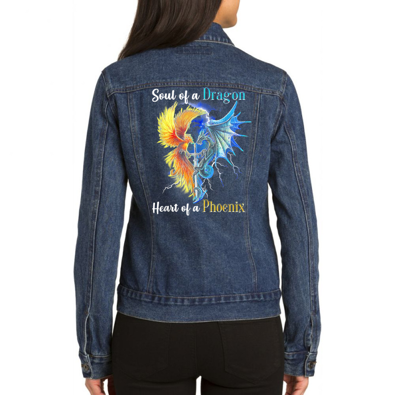 Soul Of A Dragon Heart Of A Phoenix T Shirt Ladies Denim Jacket by cm-arts | Artistshot