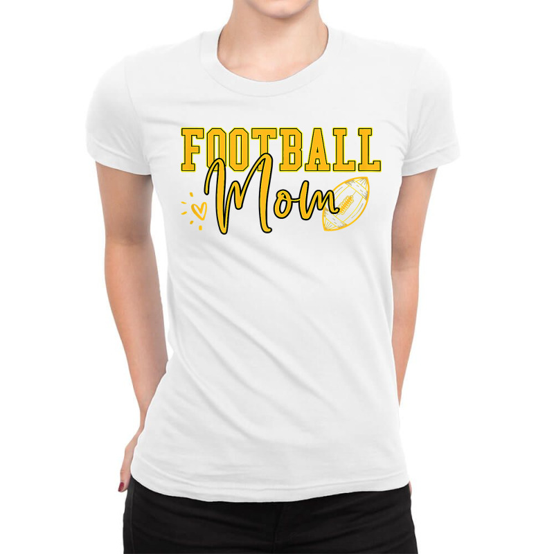 Womens Black Gold Football Mom Shirt Women Football Mother Football T Ladies Fitted T-Shirt by cm-arts | Artistshot