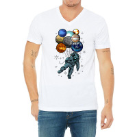 Astronaut Space Balloons Moon Mars Planets  Astronaut V-neck Tee | Artistshot