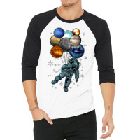 Astronaut Space Balloons Moon Mars Planets  Astronaut 3/4 Sleeve Shirt | Artistshot