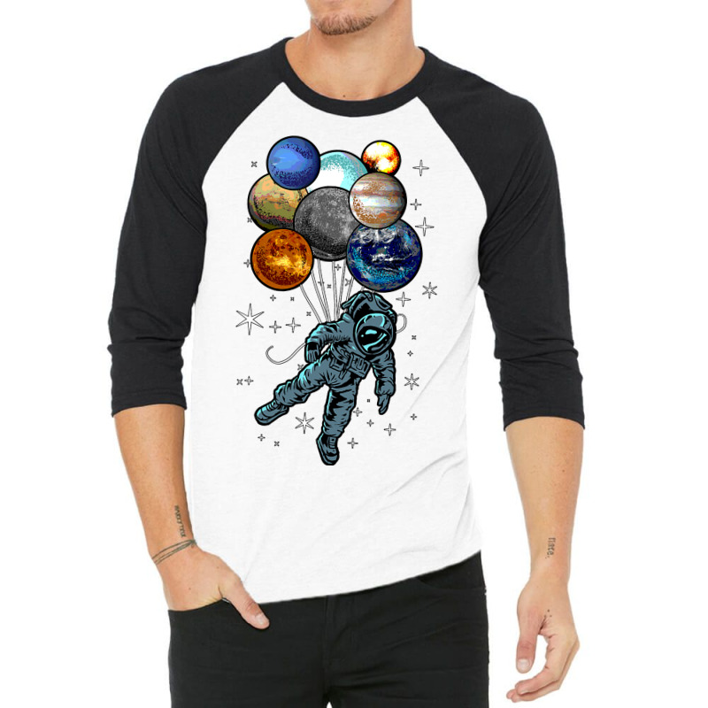 Astronaut Space Balloons Moon Mars Planets  Astronaut 3/4 Sleeve Shirt by AuturoMedero90 | Artistshot