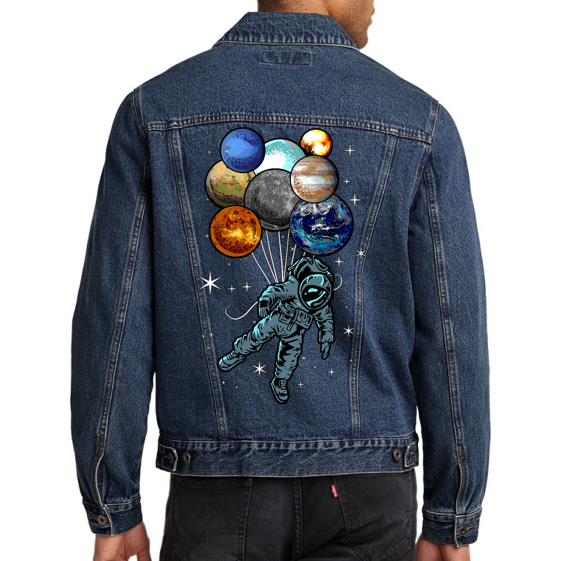 Astronaut Space Balloons Moon Mars Planets  Astronaut Men Denim Jacket by AuturoMedero90 | Artistshot