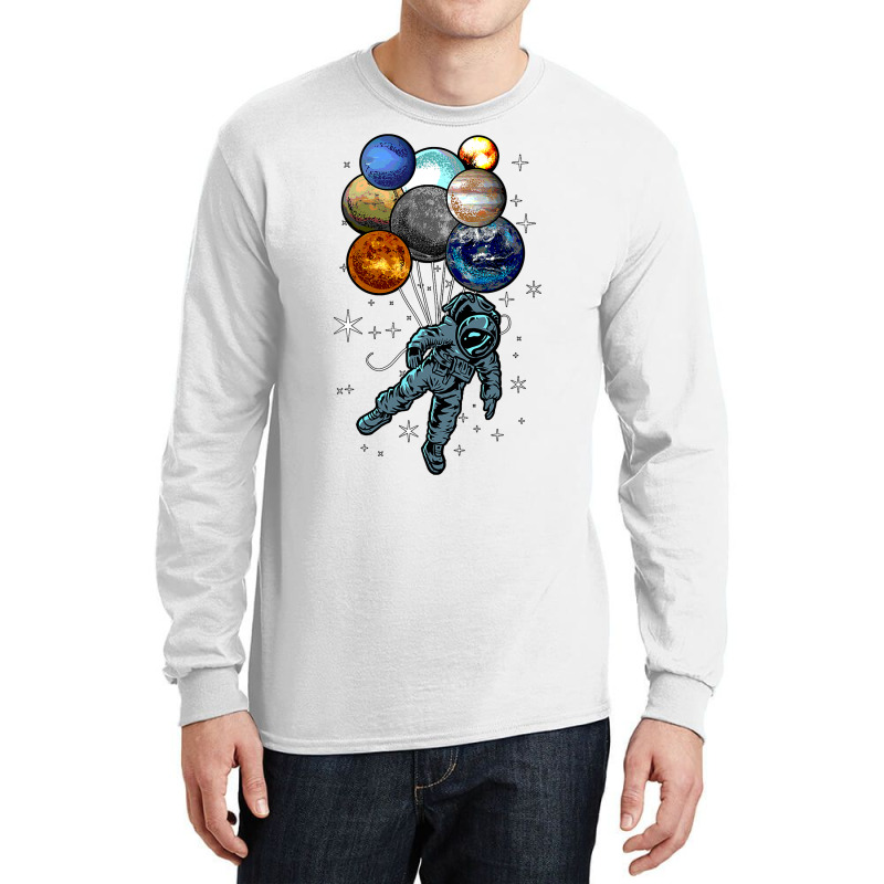 Astronaut Space Balloons Moon Mars Planets  Astronaut Long Sleeve Shirts by AuturoMedero90 | Artistshot