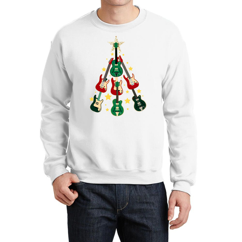 Cool Guitar Christmas Tree Guitar Lovers Christmas Tree Crewneck Sweatshirt | Artistshot