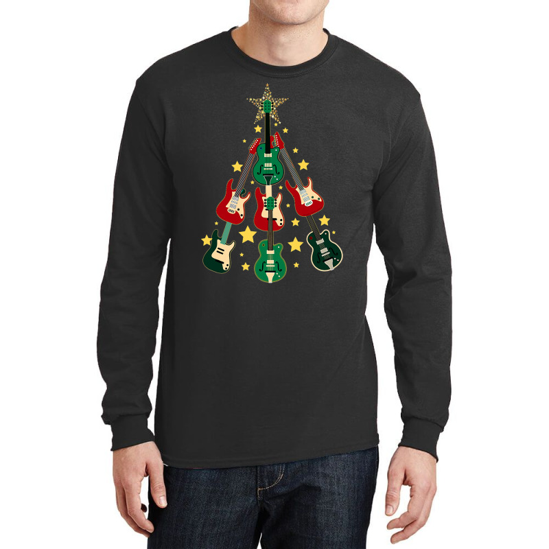 Cool Guitar Christmas Tree Guitar Lovers Christmas Tree Long Sleeve Shirts | Artistshot