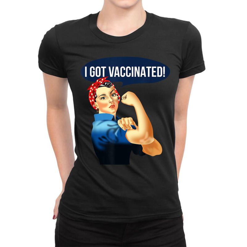 Pro Vaccine Vaccinated Rosie The Riveter Vaccinator T Shirt Ladies Fitted T-Shirt by homyfelaego | Artistshot