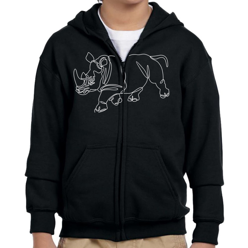 Minimalist Rhino   Zoologist Rhinoceros Safari Animal Lover T Shirt Youth Zipper Hoodie by cm-arts | Artistshot