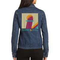 Retro Tower & Chill Tee   Gamer Titan Hunter Warlock T Shirt Ladies Denim Jacket | Artistshot