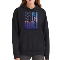 Lake Life American Flag Dock Sunset Wakeboarder Power Boat Vintage Hoodie | Artistshot