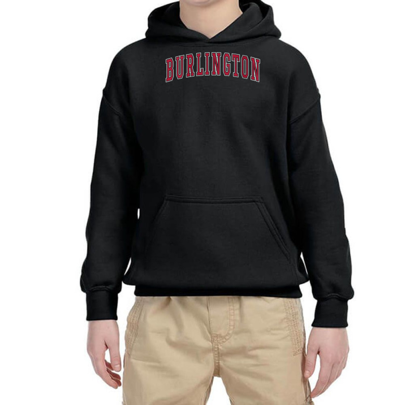 Womens Burlington North Carolina Souvenir College Style Red Text V Nec Youth Hoodie | Artistshot