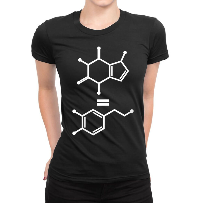 Womens Caffeine Equals Happiness Dopamine Molecule Science Chemist V N Ladies Fitted T-Shirt by cm-arts | Artistshot