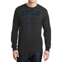 Block Island Ri Vintage Navy Crossed Oars & Boat Anchor Long Sleeve Shirts | Artistshot