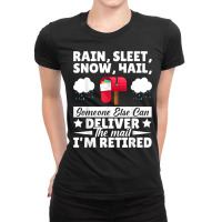 Funny Costume Design Rain Sleet Snow Hail Postman Postman T Shirt Ladies Fitted T-shirt | Artistshot