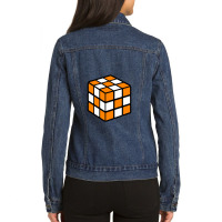 Orange And White Rubik's   Checkerboard   Tennessee Ladies Denim Jacket | Artistshot