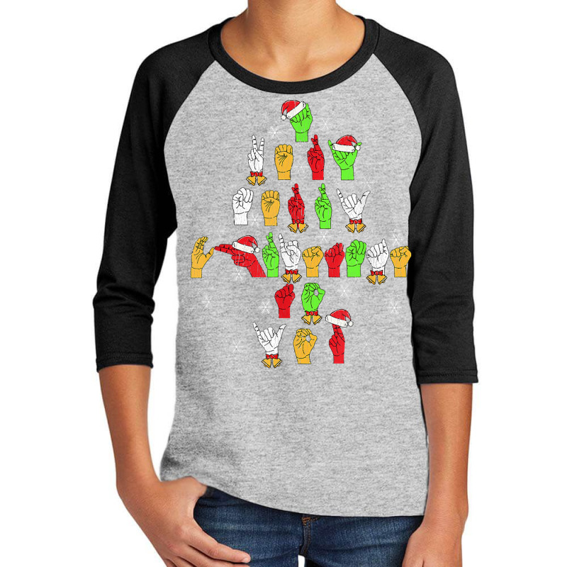 Funny Asl Christmas American Sign Language T Shirt Youth 3/4 Sleeve by cm-arts | Artistshot