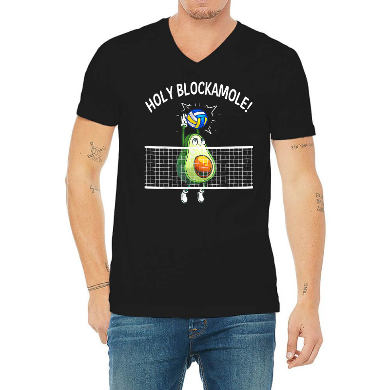 Holy Blockamole Volleyball Shirt Player Blocker Avocado T Shirt V-Neck Tee by cm-arts | Artistshot