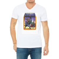 He   Man Masters Of The Universe Battle Scene With Skeletor V-neck Tee | Artistshot