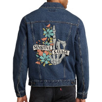 Sensitive Savage Flower Skeleton Skeleton Skull Roses T Shirt Men Denim Jacket | Artistshot