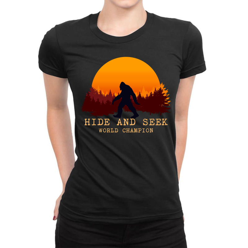 Bigfoot Hoodie Adventurer Camping Hide And Seek Champion Tee Pullover Ladies Fitted T-Shirt by kubleryeonkenx | Artistshot