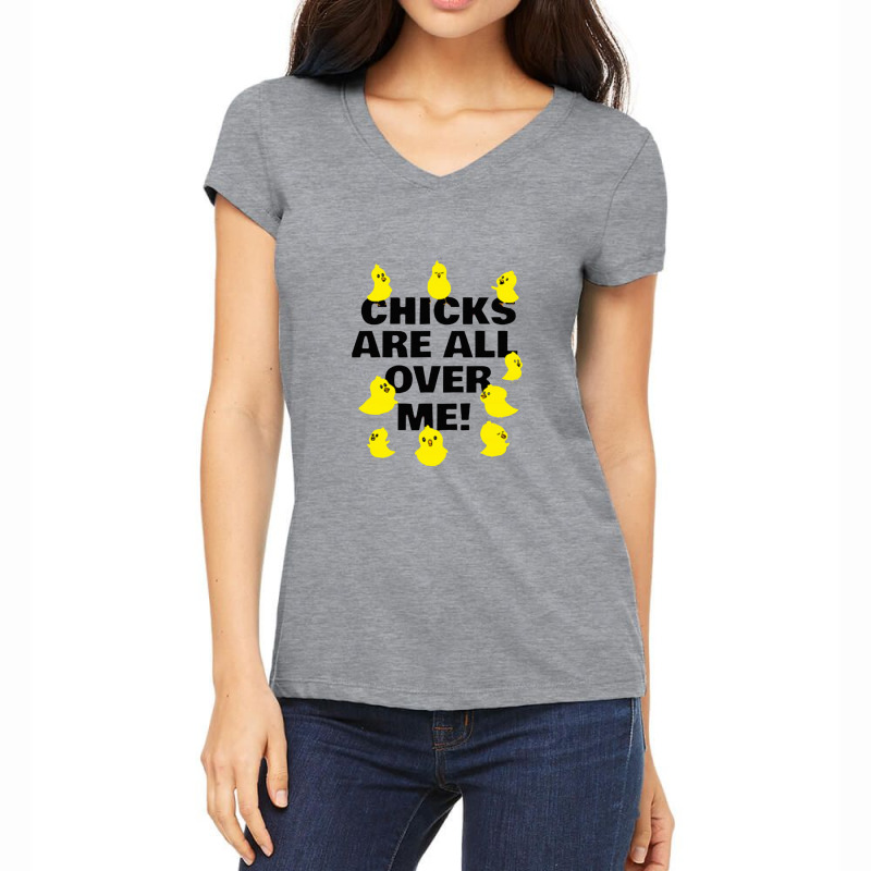 Chicks Are All Over Women's V-Neck T-Shirt by andreagarciaillustration | Artistshot