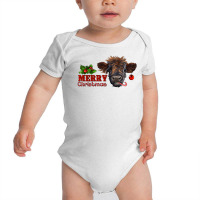 Merry Christmas Highland Calf With Candy Cane Baby Bodysuit | Artistshot