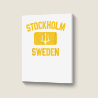 Stockholm Sweden Trident Gym Style Distressed Yellow Print T Shirt Portrait Canvas Print | Artistshot