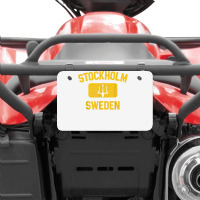 Stockholm Sweden Trident Gym Style Distressed Yellow Print T Shirt Atv License Plate | Artistshot