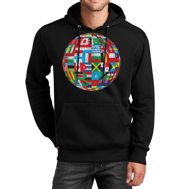 World Country Flags Globe Map Traveler Geography Funny Gifts Unisex Hoodie | Artistshot