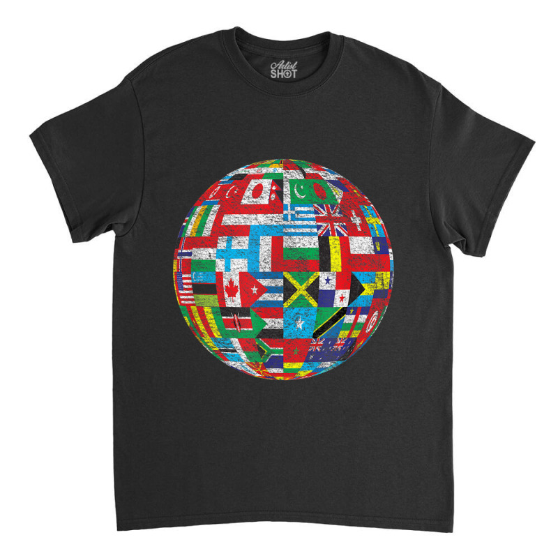 World Country Flags Globe Map Traveler Geography Funny Gifts Classic T-shirt | Artistshot