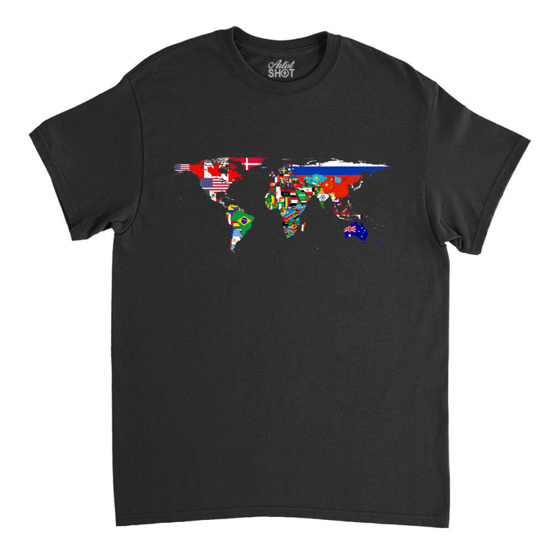 World Flag Map Globe Travelers Atlas Birthday Gifts Classic T-shirt | Artistshot