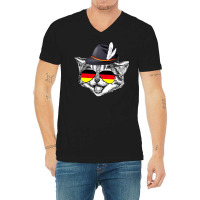 Cute Cat German Flag Oktoberfest Pride Germany Festival V-neck Tee | Artistshot