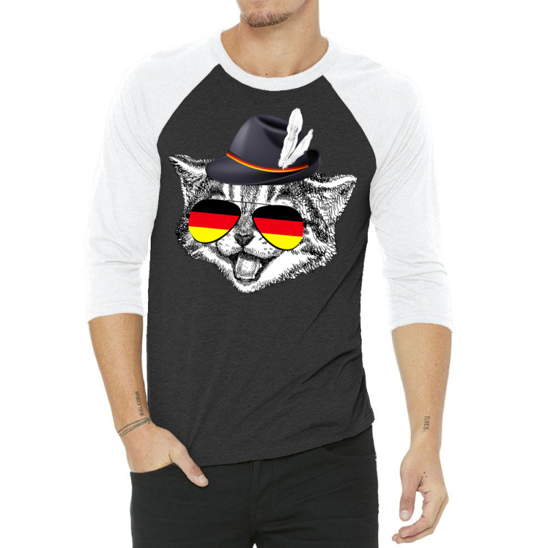 Cute Cat German Flag Oktoberfest Pride Germany Festival 3/4 Sleeve Shirt | Artistshot