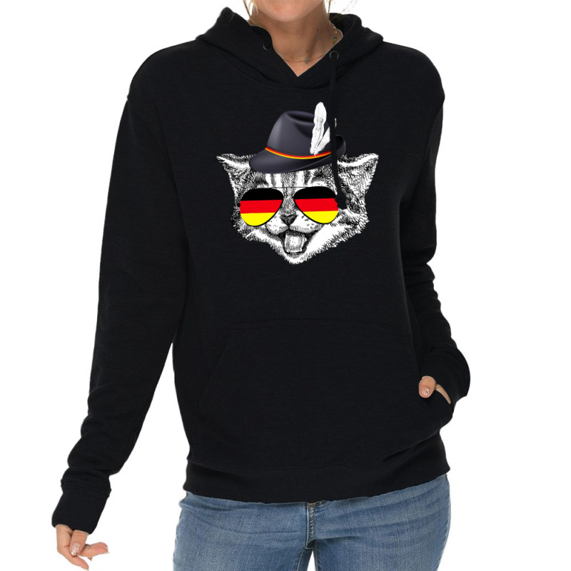 Cute Cat German Flag Oktoberfest Pride Germany Festival Lightweight Hoodie | Artistshot