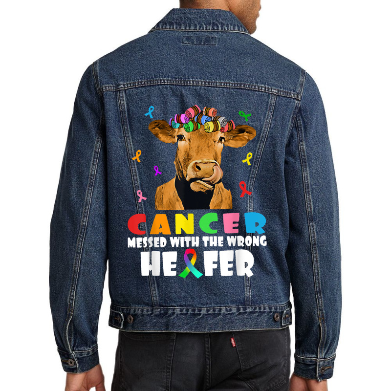 Cancer Messed With The Wrong Heifer Cow Lover Fight Cancer For Fans Men Denim Jacket by TiffaneyAitchison | Artistshot