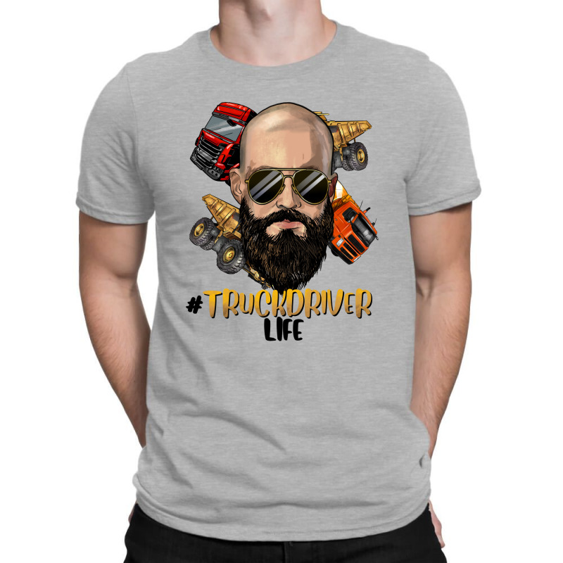 Bald Bearded Man Truck Driver Life T-shirt | Artistshot