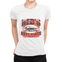 Red's Auto Parts From Roadhouse, Weathered Board Distressed   Roadhous Ladies Fitted T-shirt | Artistshot