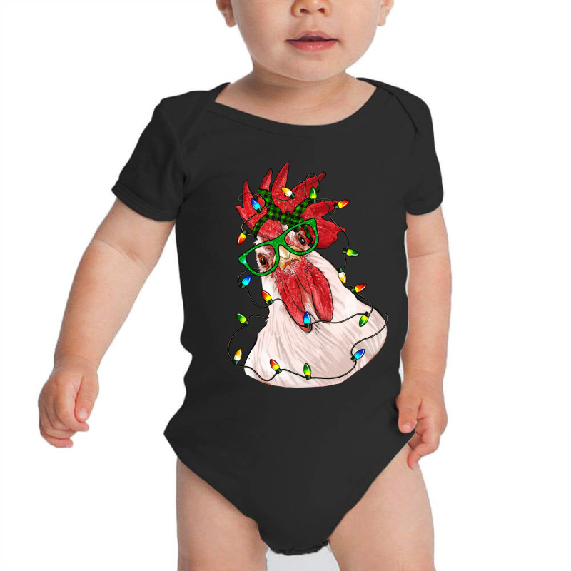 Christmas Rooster With Lights Baby Bodysuit by RanaPortraitStore | Artistshot