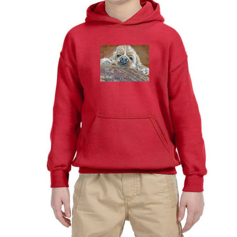 Cocker Spaniel On Pillow Youth Hoodie by cm-arts | Artistshot