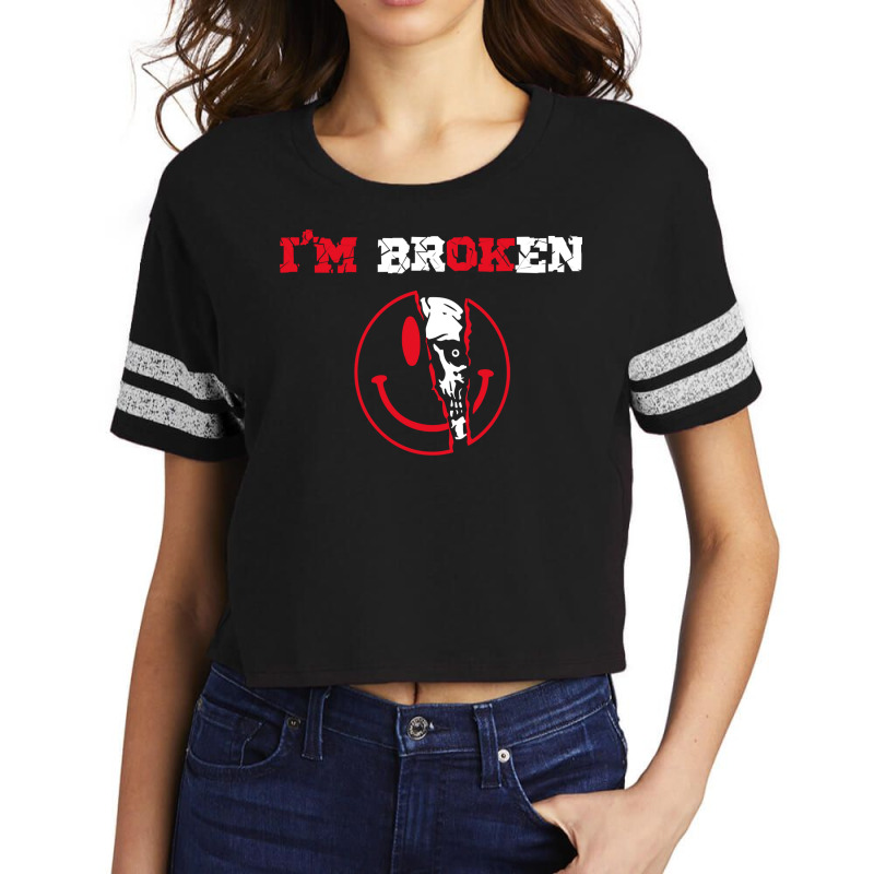 Mental Health Confused Smile I'm Broken I'm Ok Scorecard Crop Tee by cm-arts | Artistshot